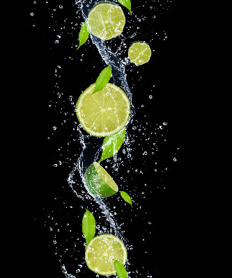 Rolgordijn voor het raam Kalk die in het water valt