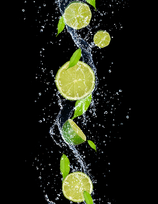 Rolgordijn voor het raam Kalk die in het water valt