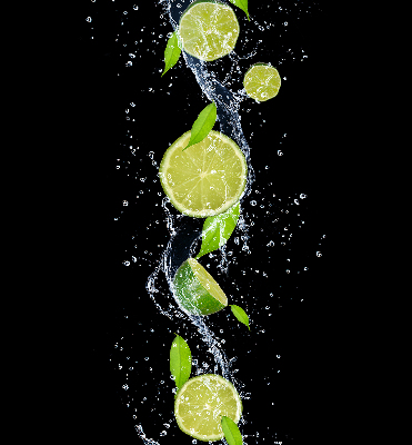 Rolgordijn voor het raam Kalk die in het water valt