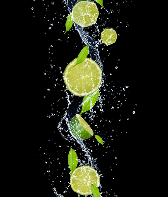 Rolgordijn voor het raam Kalk die in het water valt