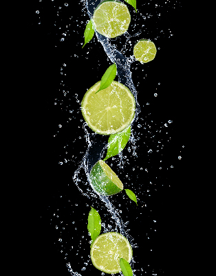 Rolgordijn voor het raam Kalk die in het water valt