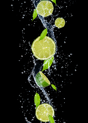 Rolgordijn voor het raam Kalk die in het water valt