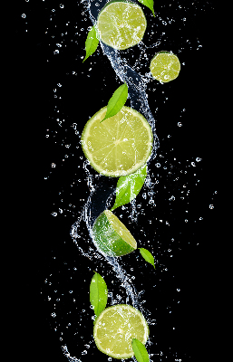 Rolgordijn voor het raam Kalk die in het water valt