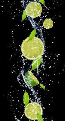 Rolgordijn voor het raam Kalk die in het water valt