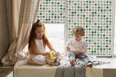 Rolgordijn voor het raam Groene cirkels