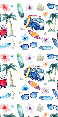 Rolgordijn verduisterend Hawaïaanse auto's en palmbomen