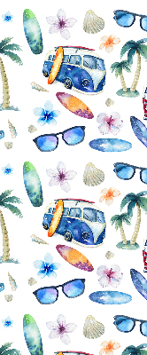 Rolgordijn verduisterend Hawaïaanse auto's en palmbomen