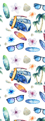 Rolgordijn verduisterend Hawaïaanse auto's en palmbomen