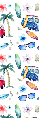 Rolgordijn verduisterend Hawaïaanse auto's en palmbomen