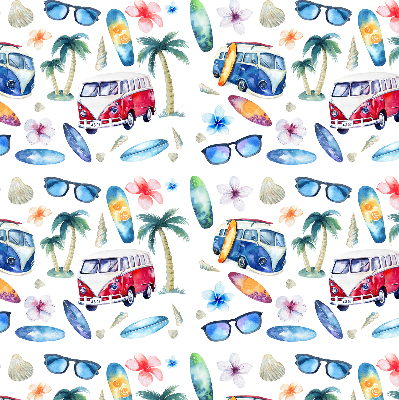 Rolgordijn verduisterend Hawaïaanse auto's en palmbomen