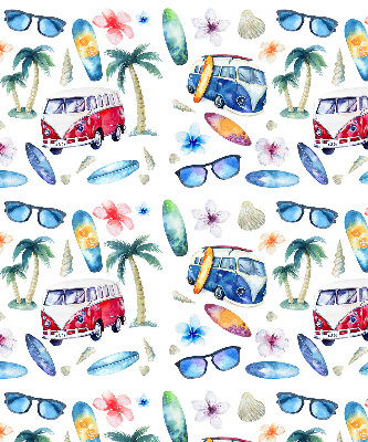 Rolgordijn verduisterend Hawaïaanse auto's en palmbomen