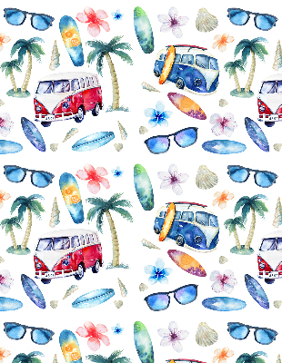 Rolgordijn verduisterend Hawaïaanse auto's en palmbomen