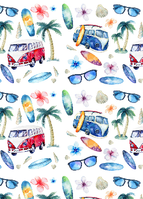 Rolgordijn verduisterend Hawaïaanse auto's en palmbomen