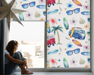 Rolgordijn verduisterend Hawaïaanse auto's en palmbomen