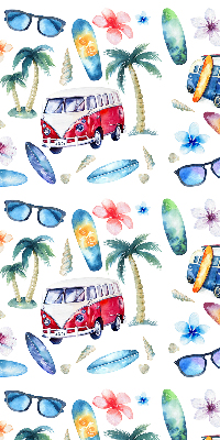 Rolgordijn verduisterend Hawaïaanse auto's en palmbomen