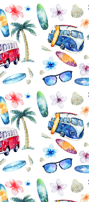 Rolgordijn verduisterend Hawaïaanse auto's en palmbomen