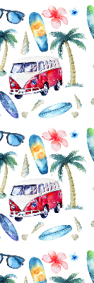 Rolgordijn verduisterend Hawaïaanse auto's en palmbomen