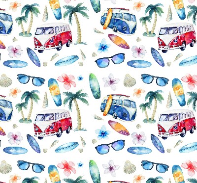 Rolgordijn verduisterend Hawaïaanse auto's en palmbomen