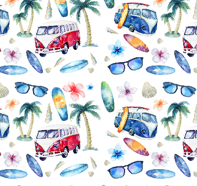 Rolgordijn verduisterend Hawaïaanse auto's en palmbomen