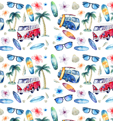 Rolgordijn verduisterend Hawaïaanse auto's en palmbomen