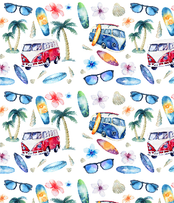 Rolgordijn verduisterend Hawaïaanse auto's en palmbomen