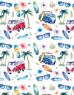 Rolgordijn verduisterend Hawaïaanse auto's en palmbomen