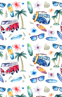 Rolgordijn verduisterend Hawaïaanse auto's en palmbomen