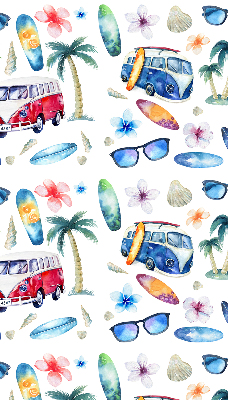 Rolgordijn verduisterend Hawaïaanse auto's en palmbomen