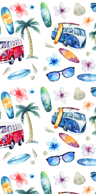 Rolgordijn verduisterend Hawaïaanse auto's en palmbomen