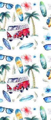 Rolgordijn verduisterend Hawaïaanse auto's en palmbomen