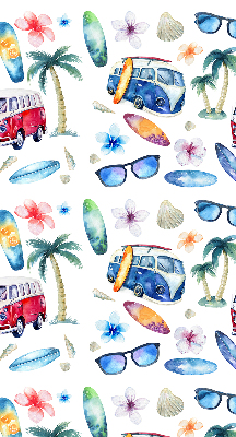 Rolgordijn verduisterend Hawaïaanse auto's en palmbomen