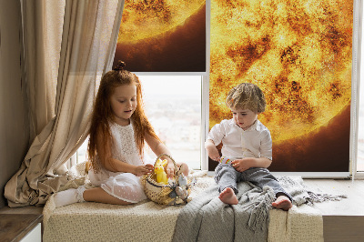 Rolgordijn voor het raam Geel gaas