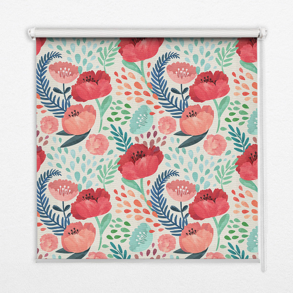 Rolgordijn voor het raam Papaver