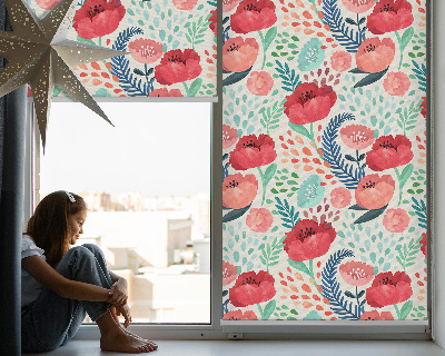 Rolgordijn voor het raam Papaver