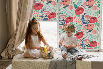 Rolgordijn voor het raam Papaver