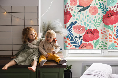 Rolgordijn voor het raam Papaver