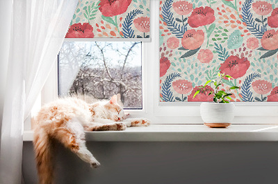 Rolgordijn voor het raam Papaver