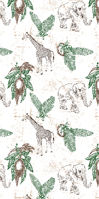Rolgordijn voor het raam Giraffen, olifanten en bladeren