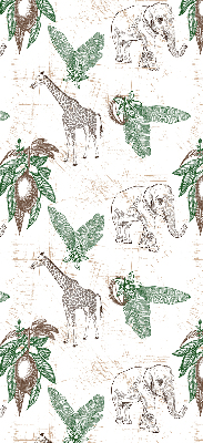 Rolgordijn voor het raam Giraffen, olifanten en bladeren