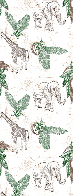 Rolgordijn voor het raam Giraffen, olifanten en bladeren