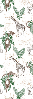 Rolgordijn voor het raam Giraffen, olifanten en bladeren