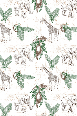 Rolgordijn voor het raam Giraffen, olifanten en bladeren