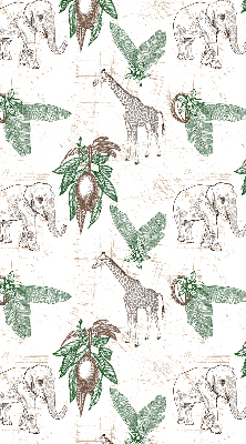 Rolgordijn voor het raam Giraffen, olifanten en bladeren