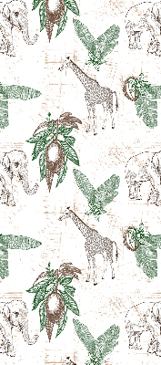 Rolgordijn voor het raam Giraffen, olifanten en bladeren