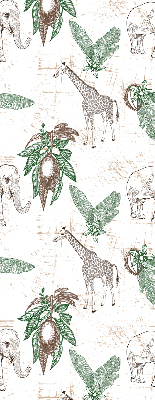 Rolgordijn voor het raam Giraffen, olifanten en bladeren