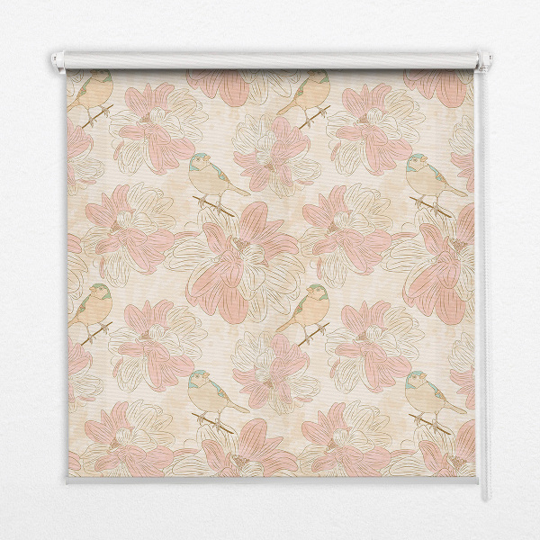 Rolgordijn verduisterend Vogels tussen de bloemen