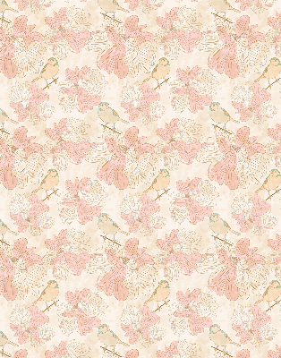 Rolgordijn verduisterend Vogels tussen de bloemen