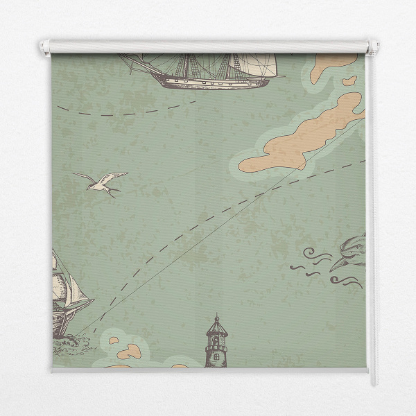 Rolgordijn voor het raam Oceaankaart