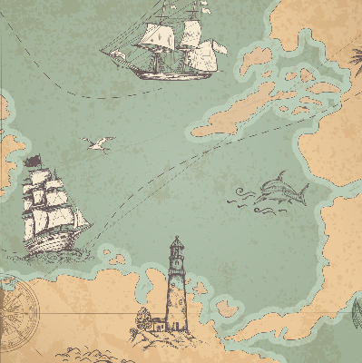 Rolgordijn voor het raam Oceaankaart