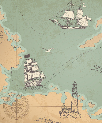 Rolgordijn voor het raam Oceaankaart